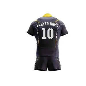 Vêtements de rugby personnalisés professionnels, maillot et short antibactériens sérigraphiés avec logo OEM accepté, 100% polyester - Product Image 5