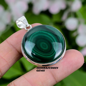 Colgante de piedras preciosas de malaquita Natural, collar de plata de ley 925, joyería de moda hecha a mano con sello 925 para regalo o fiesta - Product Image 1