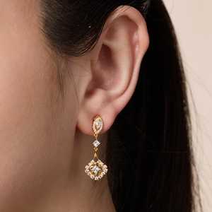 Pendientes de Plata 92.5 con Colgante, Diseño Moderno de Pluma, Flor y Perla Geométrica, para Bodas, Fiestas o Regalo -191588 - Product Image 3