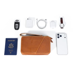 Ando <b>Bag</b> Leather Electronics Organizer Travel <b>Tech</b> Pouch Cable Charger Storage <b>Bag</b> with Detachable Wrist Strap - Product Image 5