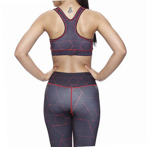 Sublimación Ropa deportiva de gimnasio para mujer Conjunto de 2 piezas Patrón sólido Compresión Entrenamiento Activewear Cintura elástica Conjuntos de yoga para damas - Product Image 6