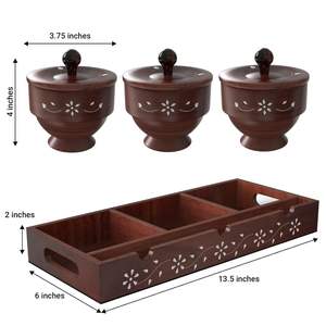 Ensemble de plateaux de service en bois écologiques avec couvercle pour fruits secs, bonbons, chips, biscuits et épices par Ahad Handicrafts - Product Image 4