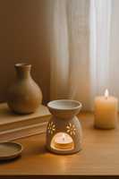 Diffuseur d'huiles essentielles en céramique écologique fait main, chauffe-bougie électrique/non électrique réglable pour la maison