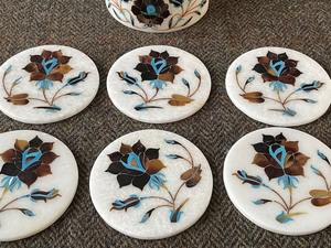 Fourniture en gros de sous-verres durables, écologiques, portables, de luxe, faits à la main en marbre, incrustation pour bureau à domicile et hôtel - Product Image 3