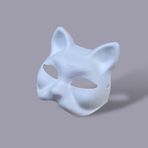 Tùy Chỉnh Tự Làm Bột Giấy Khuôn Mặt Nạ Tự Làm Prom Mèo Mặt Nạ Trống Trẻ Em Vẽ Tay Vui Mặt Đảng Bột Giấy Đúc Mặt Nạ Thủ Công - Product Image 3