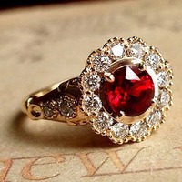 Bague de fiançailles grenat ronde en argent Sterling 925 faite à la main Style Vintage alliance diamant perle perle ensemble 14K métal pureté