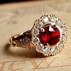 Anillo de compromiso de granate redondo de Plata de Ley 925 hecho a mano estilo Vintage banda de boda diamante perla conjunto de perlas 14K pureza de Metal - Product Image 6