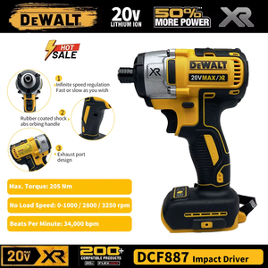 <span class=keywords><strong>DEWALT</strong></span> 20V XR <span class=keywords><strong>DCF887</strong></span> 1/4 นิ้วไขควงไฟฟ้าไร้สายแรงบิดสูงแบตเตอรี่อุตสาหกรรมสมัยใหม่สว่านเครื่องมือไฟฟ้าระดับมืออาชีพ - Product Image 1