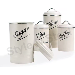 ชุดโหลใส่ชาและกาแฟทำจากโลหะทรงสี่เหลี่ยมทำจากสเตนเลสพิมพ์สีใช้ในครัว - Product Image 1