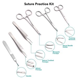 ชุดฝึกเย็บแบบครบชุดสำหรับแพทย์แพทย์แพทย์แพทย์แพทย์นักเรียน18ชิ้น7 "x 5" ซิลิโคนคอมโพสิตแผ่นไหม6X ใบมีด5X นำกลับมาใช้ใหม่ได้ - Product Image 3