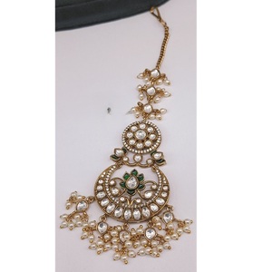 เครื่องประดับทองชุบคุณภาพสูงแบบดั้งเดิมประดับมอสซาไนต์และคันดันสำหรับงานแต่งงานสำหรับผู้หญิง - Product Image 1