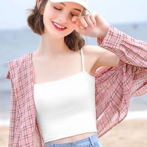 เสื้อสายเดี่ยวสั้นสำหรับผู้หญิง ผ้าเนื้อนุ่ม ยืดหยุ่นได้ เสื้อตัวในแฟชั่น เสื้อสายเดี่ยวแบบพื้นฐานสำหรับใช้ในชีวิตประจำวัน - Product Image 1