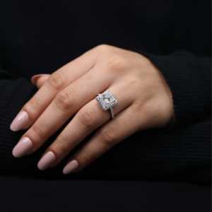 แหวนหมั้นเพชรเม็ดเดี่ยวสำหรับเจ้าหญิงรัศมี14K/10K ได้รับการรับรองจาก rhodium PT950 PVP - Product Image 6