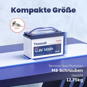 Batería de fosfato de hierro y litio de ciclo profundo de 12.8V 140Ah 1792Wh Grupo 31 con BMS de 150A y protección contra bajas temperaturas para RV, energía solar, marina y sistemas fuera de la red - Product Image 2