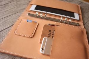 Cartera personalizada de cuero genuino para mujer, tamaño A4 Vintage, con logotipo personalizado y Carpeta de viaje para tarjetas de crédito, 2017 - Product Image 3