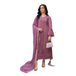 Conjunto de Kurti con Dupatta de Georgette y Bordado Nazmeen, Venta al por Mayor, Ropa Exclusiva de la India y Pakistán - Product Image 1