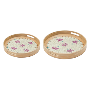 Bandejas para velas de frutas de ratán de bambú, bandejas de almacenamiento para servir, Mimbre duradero, respetuoso con el medio ambiente para decoración de restaurante - Product Image 1