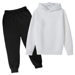 Conjunto OEM de Sudadera con capucha de dos piezas de alta calidad personalizado para niños, chándales de algodón informales sólidos de temporada de invierno, ropa al por mayor para niños - Product Image 6