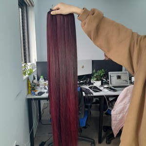 Paquets de cheveux de trame Remy vietnamiens Bourgogne foncé Super Double Os droit 24 pouces gamme de cheveux colorés 8 à 30 pouces" - Product Image 1