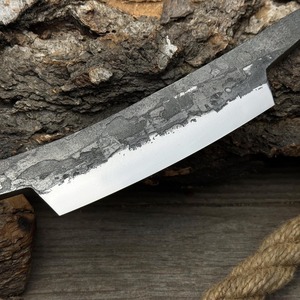 Cuchillo de carpintero para proyectos de madera Hoja afilada de acero al carbono, mango de madera de Fresno, Funda de cuero - Product Image 2