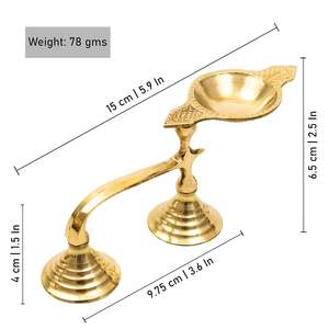 Porte-camphre Dani pour la salle de prière |   Brûleur Diya en laiton pour Mandir et maison |   Support Aarati pour les rituels Dhoop Kapoor et Pooja - Product Image 6