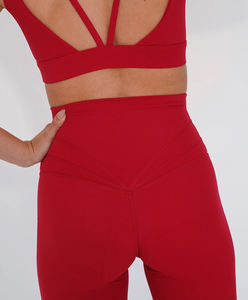 Leggings d'entraînement de gym taille haute personnalisés pour femmes ensemble de soutien-gorge de sport motif solide Fitness vêtements de sport avant Yoga tenue 2 pièces - Product Image 5