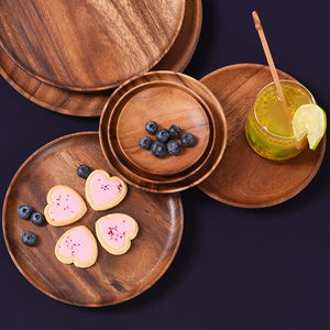 Assiette à steak ronde en bois faite à la main, écologique et durable, motif moderne, logo laser, pour fêtes et cafés - Product Image 3