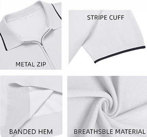 Piqué de coton d'été décontracté pour hommes de haute qualité pour polos à manches courtes avec conception à glissière avec propre logo motif solide tricoté - Product Image 5
