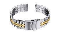 Correa de Reloj Inteligente Unisex de Lujo GD251 de Acero Inoxidable de 20-22 mm, Bicolor, Ajustable, Impermeable, Suave, Ligera, Transpirable, con Logotipo Personalizado