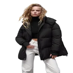 Padded jackets - Soft Wind Proof Polyester Casual Black Long Quilted Jacket For Women