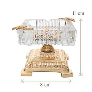 ที่เขี่ยบุหรี่คริสตัลทรงสี่เหลี่ยมหรูหราพร้อมฐานทองเหลืองแข็ง - Product Image 2