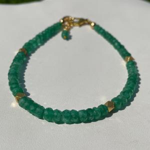 Delicate Natural Green Emerald Gemstone <b>Bracelet</b> Beaded Faceted Rondelle Beads <b>Stone</b> Jewelry HAYAAT <b>GEMS</b> HG-623 Third Party - Product Image 1