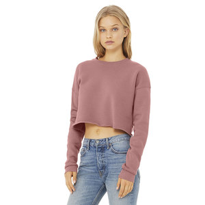 7503 Women's Cropped Crew <b>Fleece</b> <b>Sweater</b> Mauve Loose Fit with Dropped Shoulder and Letter Print Hoodies - Product Image 2