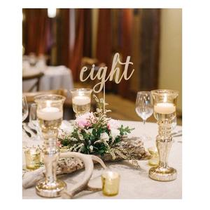 Gold Glitter <b>Table</b> <b>Numbers</b> for Wedding Reception Script Cursive 1-20 <b>Number</b> Sign with Base <b>Holder</b> Rustic Boho Wedding Decoration - Product Image 1