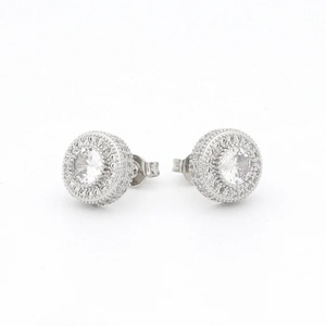 Boucles d'oreilles Hip Hop en argent sterling S925 de haute qualité avec diamant rond Moissanite pour femmes - Product Image 1