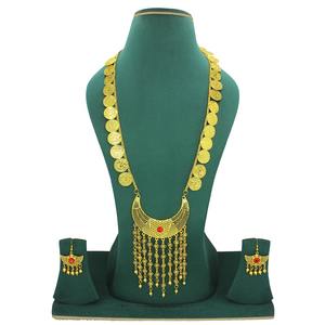 Ensemble collier avec boucles d'oreilles en laiton pur plaqué or haute qualité uae dubai fabriqué en Inde Ensemble collier tay bijoux tendance - Product Image 1