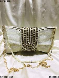 Handcrafted Designer Bridal Evening Ethnic Ladies Clutch | Soirée Handcrafted Bridal Cum Sling Bag - Product Image 5