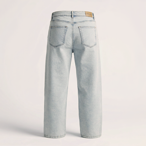 Light Wash Enzyme Wash Mid Loose Cotton Blend Denim <b>Jeans</b> Men's Casual Pants Washable Spring Summer Autumn Everyday Wear ODM - Product Image 3