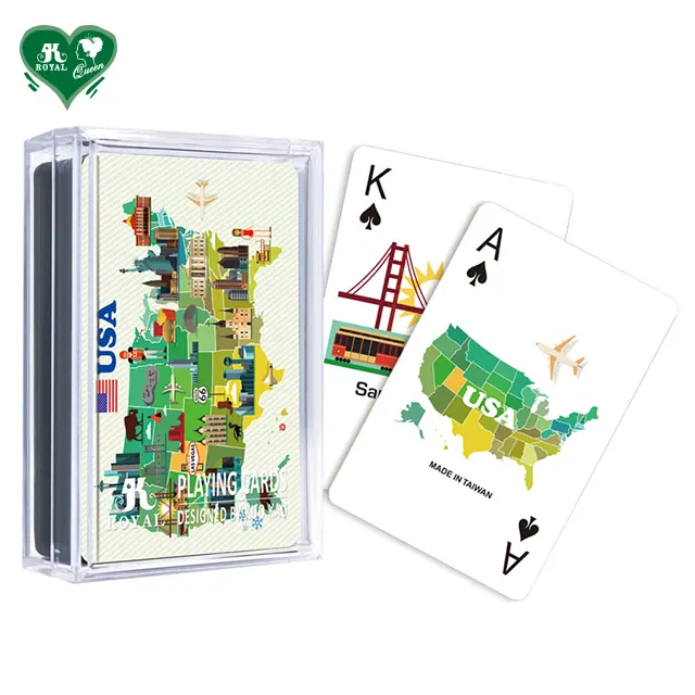 United State Landmark Map Plastic Playing Cards Poker Card