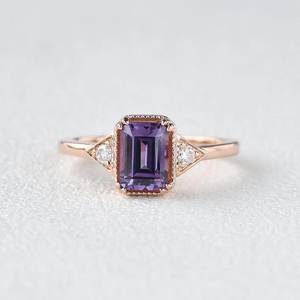 <b>Amethyst</b> Zircon Stone Solid 925 Sterling Silver Minimalist Band <b>Gold</b> Filled Women Girl Fashion Jewelry Engagement <b>Ring</b> Wholesale - Product Image 1