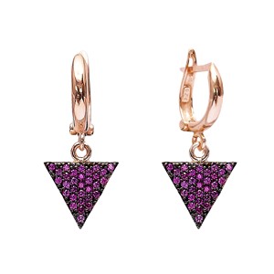 Pendientes Colgantes con Forma Geométrica y Piedra CZ, Hechos a Mano en Turquía, Joyería de Plata de Ley 925 al por Mayor - Product Image 1