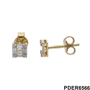 Boucles d'oreilles clous en or 14 carats plaqué rhodium avec diamants naturels taille brillant 0,32 carats au total, simples et sophistiquées, pour femme, pour mariage ou anniversaire - Product Image 2