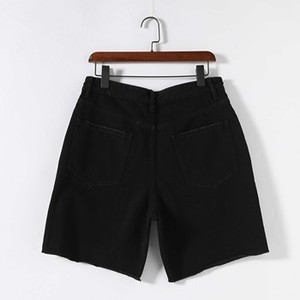Shorts en jean à bords effilochés, logo personnalisé, vente en gros - Product Image 1