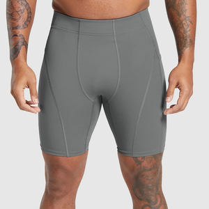 Short de compression en spandex à poche parfaite pour hommes taille élastique sous-vêtements d'entraînement athlétique Fitness tricoté tissage teint uni - Product Image 4