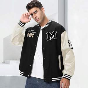 Unisex 2025 Vintage Baseball Bomber <b>Jacket</b> High Street Style Solid Patchwork Varsity Coats for <b>Men</b> <b>Summer</b> Streetwear - Product Image 6