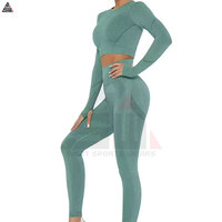 Pakaian Yoga Wanita Ukuran Besar Terbaru 2 Set, Bahan Bernapas Cepat Kering Spandex/Polyester, Panjang, Pinggang Tinggi, Cocok untuk Gym dan Fitness