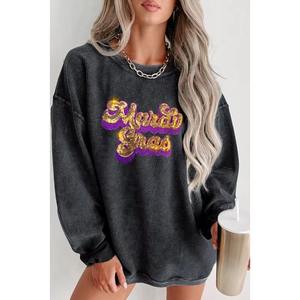 Vente en gros OEM ODM Sweat-shirt col rond surdimensionné brodé de paillettes vierge personnalisé pour la Saint-Valentin en tricot côtelé - Product Image 4