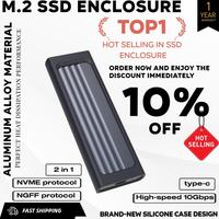 Handisen HDS-SC01-2 1 M.2 SSD Casing Aluminium USB 3.2 NVME NGFF Mendukung Pelindung Silikon untuk Ukuran 2230/2242/2260/2280