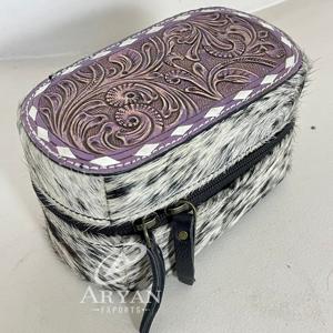 Handmade Custom Cowhide <b>Small</b> Ring Earring Necklace <b>Storage</b> <b>Box</b> Hand Tooled Leather Travel Jewelry Case Organizer Accessory Gift - Product Image 1