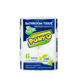 PONTO Premium 3-PLY Pulpa de madera virgen Papel de baño Diseño de puntos en relieve Paquete de 6 rollos Papel higiénico de bambú 2 capas - Product Image 1